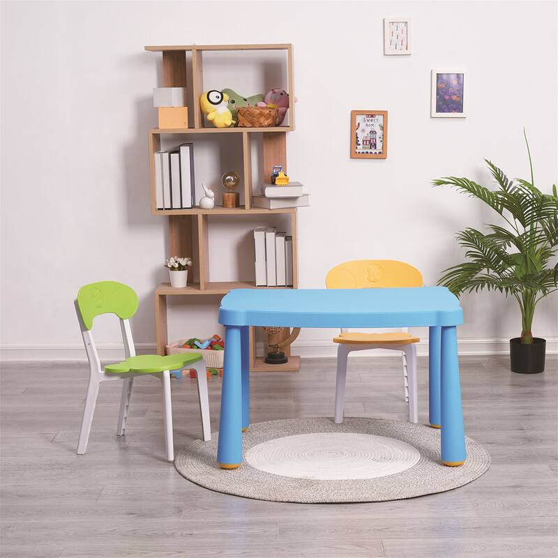 3 Piece Plastic Kids Table and Chair Set