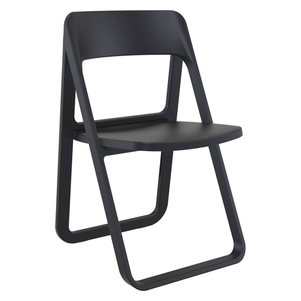 32.25" Black Solid Outdoor Resin Folding Chair