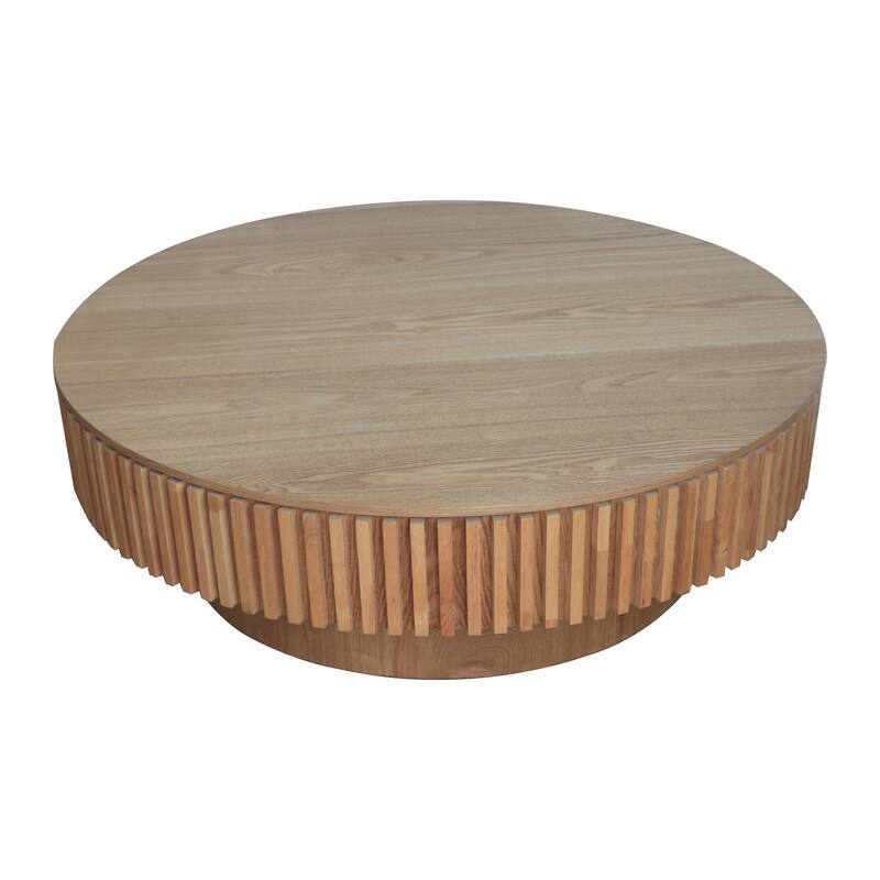 39.37'' Round Coffee Table Tea Table with Storage Space, Minimalist Accent Table Natural Wood Sofa Table Center Table
