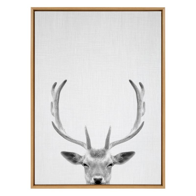 Kate and Laurel Sylvie Deer Portrait Framed Canvas by Simon Te Tai