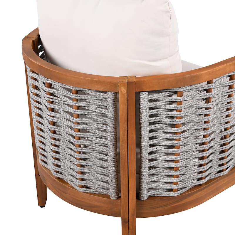 Christopher Knight Home - Lysander Outdoor Acacia Wood Tub Design Armchair with Woven Rope