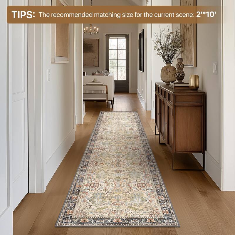 Mcow Modern Machine Washable Low Pile Lightweight Soft Print Area Rugs - Ivory - 8'X10' - Rectangle