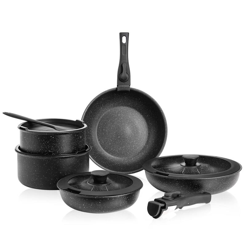 Rossetta 12-Piece Granite Non-Stick Kitchen Cookware Set with Detachable Handles