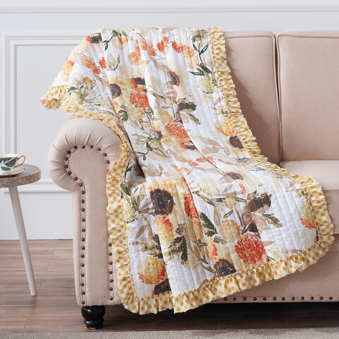 Greenland Home Fashions Somerset Ruffle Trimmed and Quilted Throw Blanket