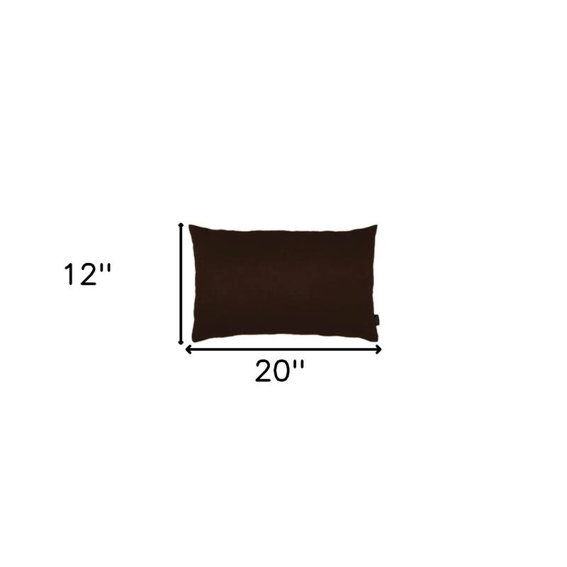 HomeRoots Set Of Two 12" X 20" Brown Zippered Polyester Lumbar Pillow Cover