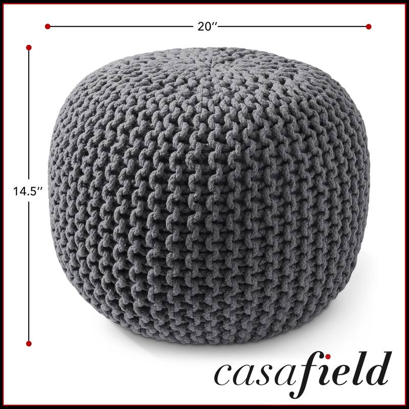 Cotton Pouf Ottomans Knit Foot Stool Pouffes for Living Room