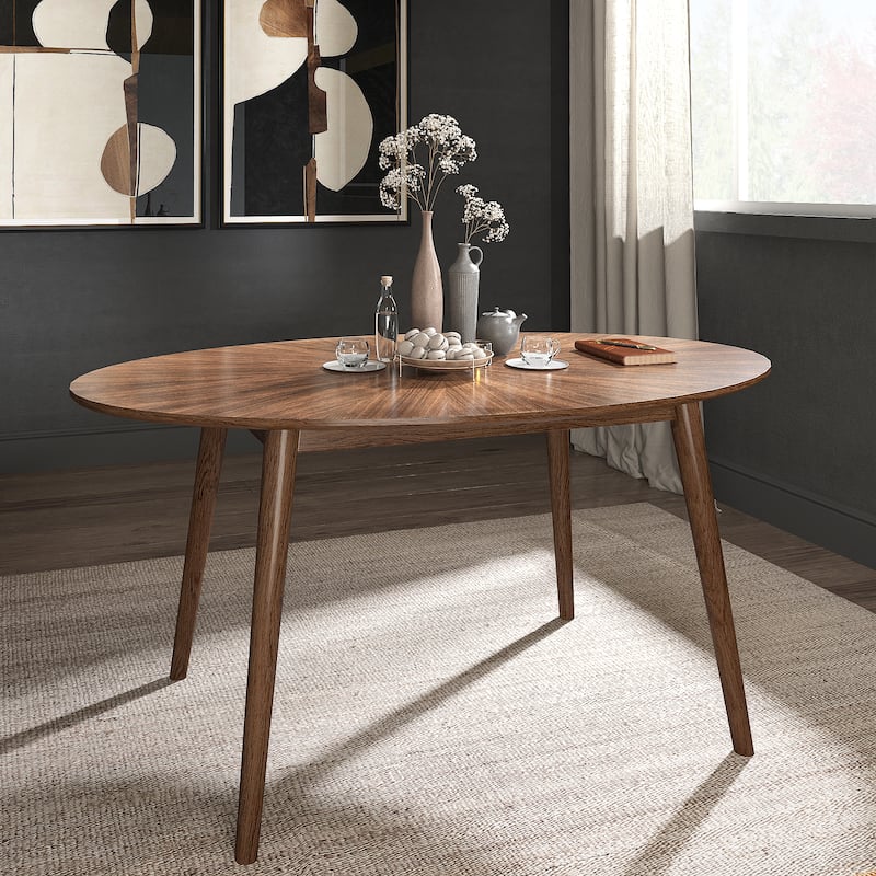 Vilnius Mid-Century Walnut Oval Dining Table