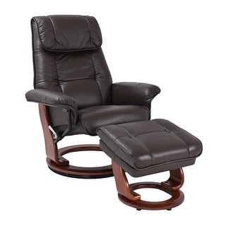 Leather Swivel Recliner with Matching Storage Ottoman
