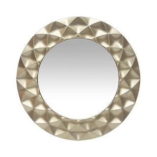 Glam 18 inch Champagne Silver Decorative Round Wall Mirror - 18 x 2.5 x 18