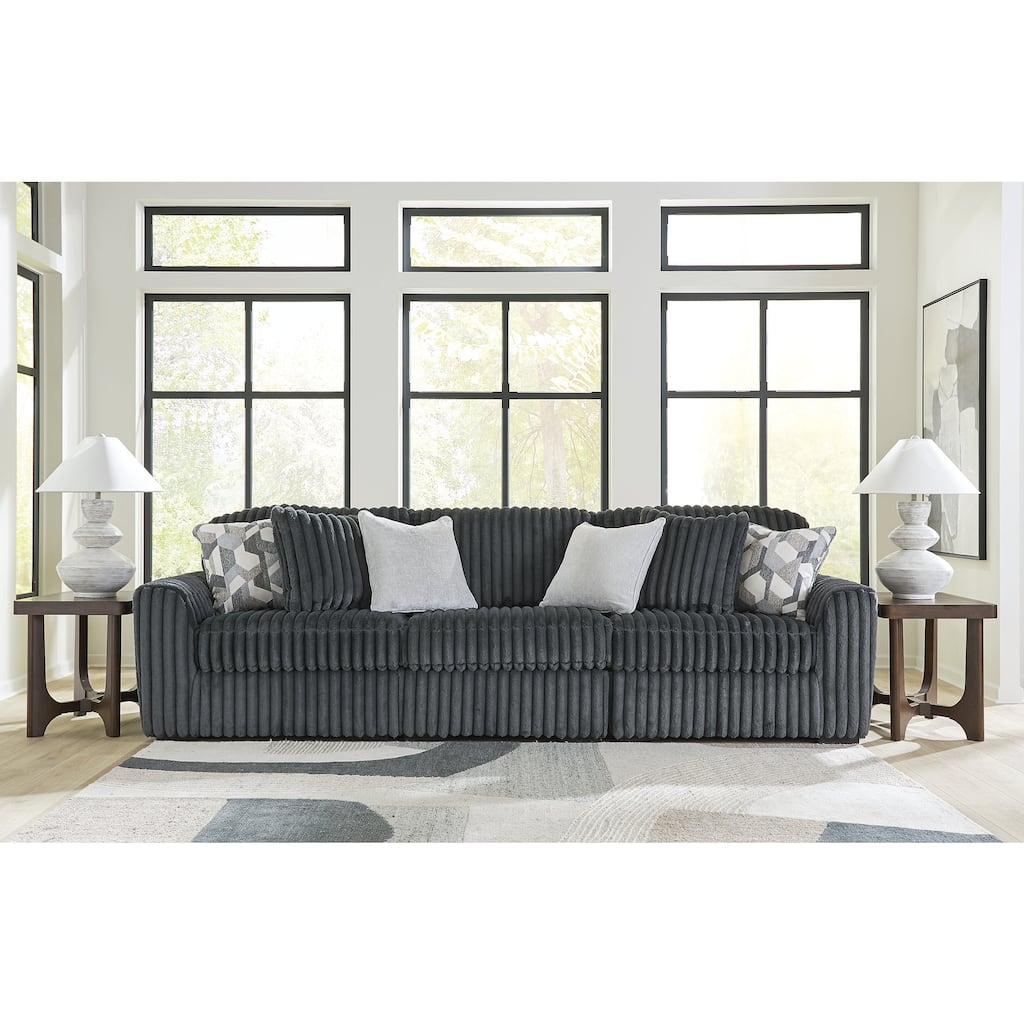 Signature Design by Ashley Midnight-Madness Dark Gray 3-Piece Sectional Sofa - 127"W x 41"D x 40"H