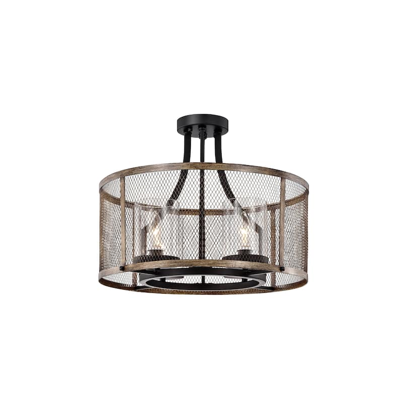 Adrian Semi-Flush Mount 4-Light Metal Mesh Drum Shade