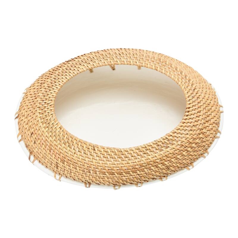 Handmade Terra-cotta Planter with Hand-Woven Rattan Stitching