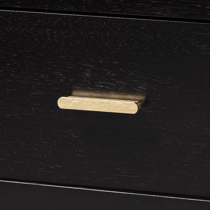 Marisela Black Wood Dresser with Drawers - Bamboo-Inspired Legs and Brass Handles, 6-Drawer Modern Transitional Bedroom Storage