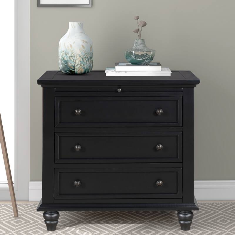 U_STYLE 28'' Painted Nightstand: 3 Drawers + Pull-Out Tray - Minimalist Design