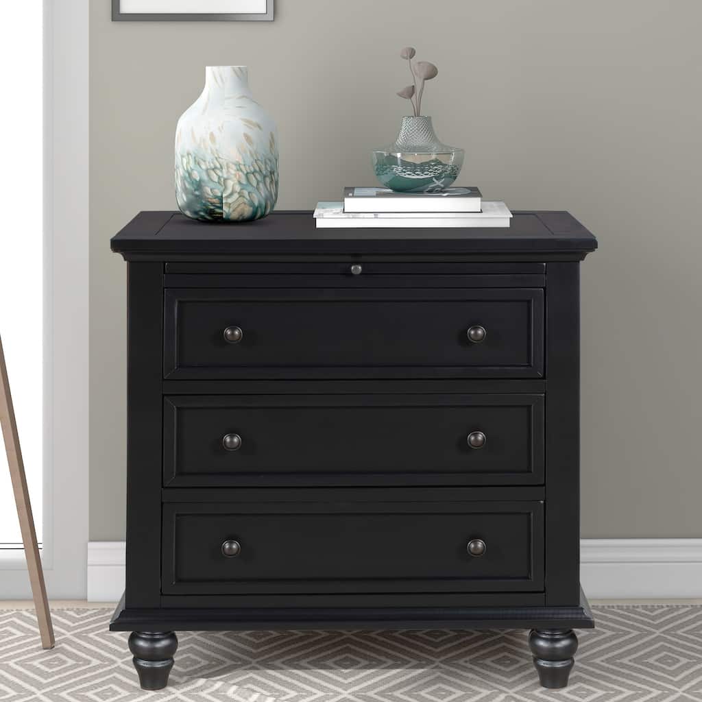 U_STYLE 28'' Painted Nightstand: 3 Drawers + Pull-Out Tray - Minimalist Design