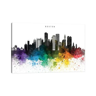 iCanvas "Boston Skyline Rainbow Style" by WallDecorAddict Canvas Print