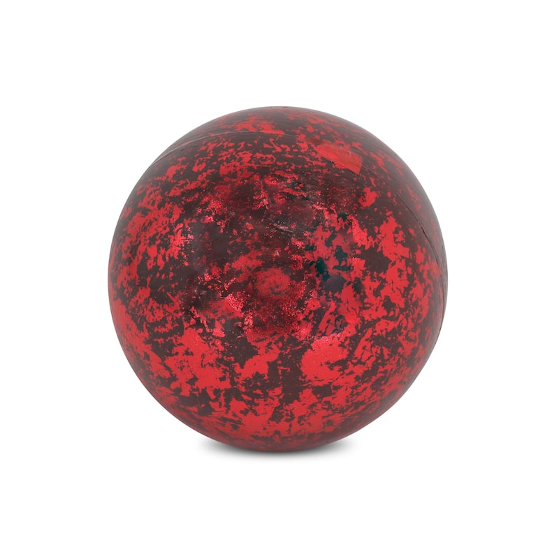 HomeRoots 6" Red Paper Hand Painted Orb Tabletop Sculpture - 6.00 in. x 6.00 in. x 6.00 in.