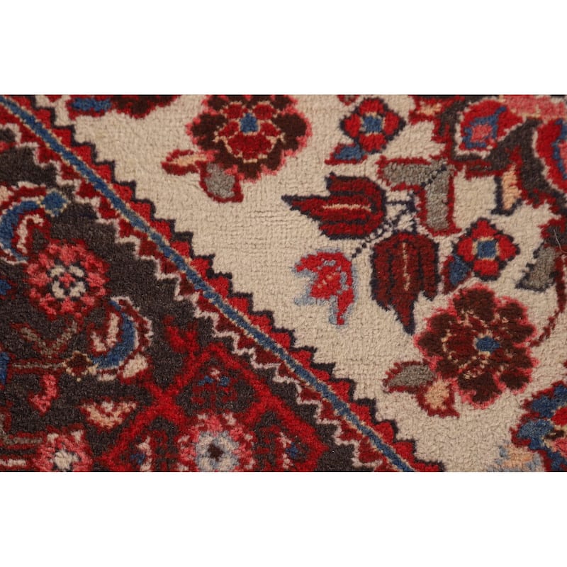 Hamedan Persian Vintage Rug Hand-Knotted Geometric Wool Carpet - 5'1"x 10'3"