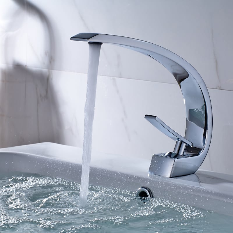 Chrome Bathroom Faucet,Faucet for Bathroom Sink, Single Hole Bathroom Faucet Modern Single Handle Vanity Basin Faucet - Chrome
