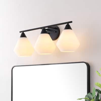 SAFAVIEH Lighting Amani 3 Light 24-inch Wall Sconce - Black/White - 24"W x 9"D x 10"H