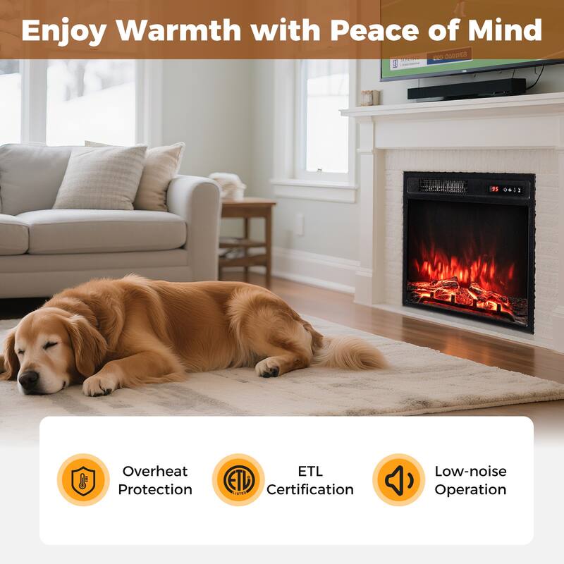 Gymax 18'' Electric Fireplace Insert w/ Remote Control 9H Timer