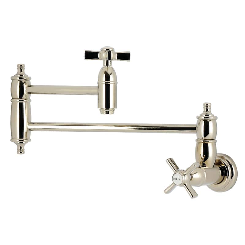 Kingston Brass Essex Double-Handle Wall-Mount Pre-Rinse Bridge Kitchen Faucet - Polished Nickel