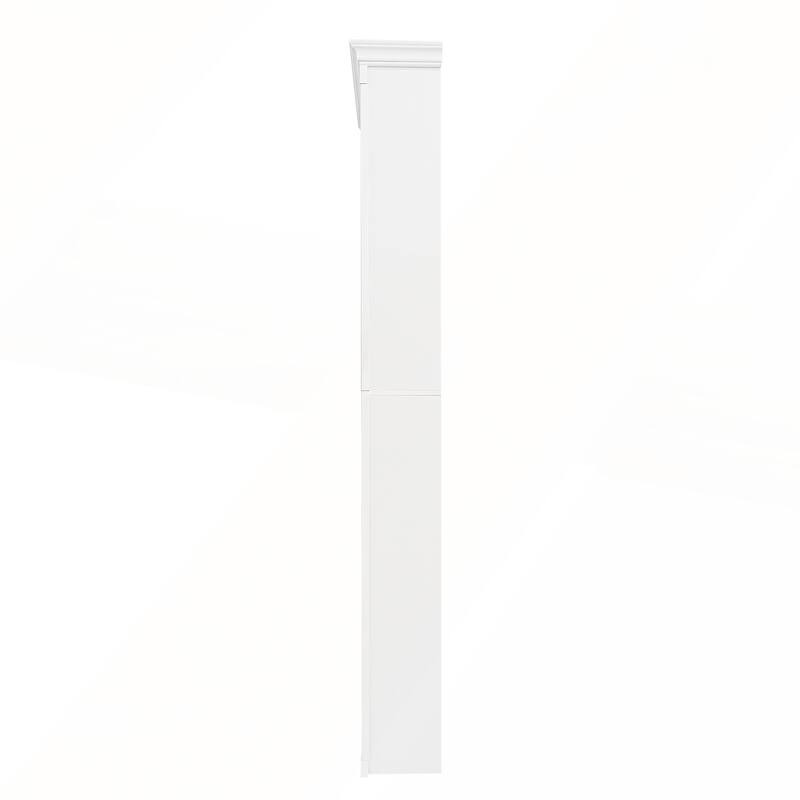 54.7in Hall Tree with Integrated Shoe Cabinet and Mirrored Cabinet Door