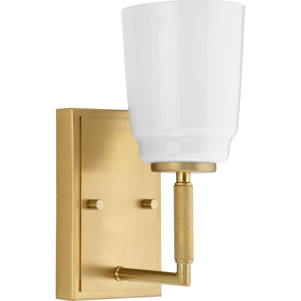 Spenser Collection One-Light Brushed Gold Industrial Vanity Light - 4.5 in x 5.75 in x 10.62 in