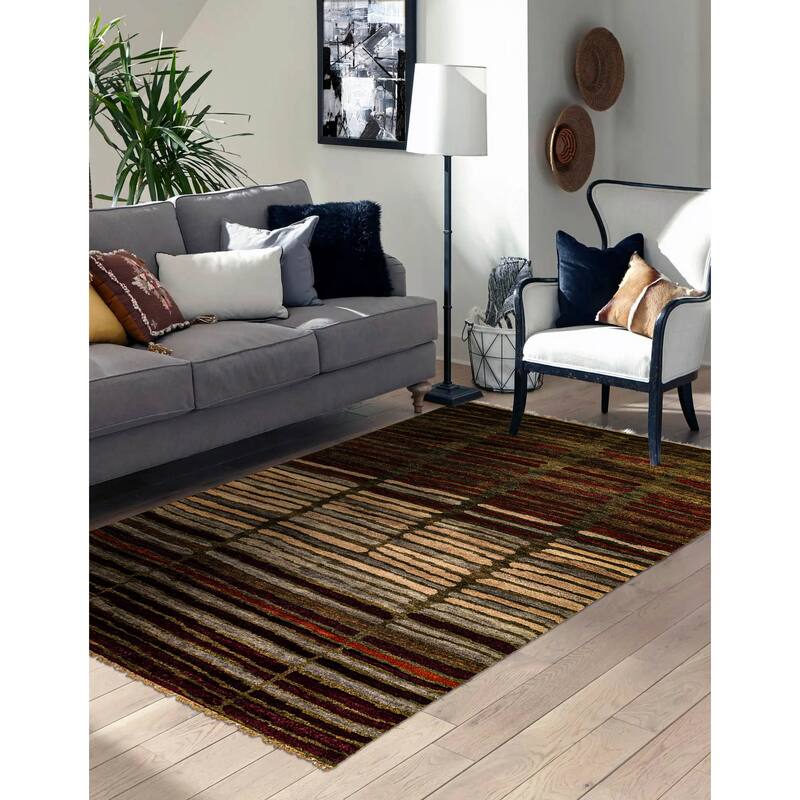 ECARPETGALLERY Hand-knotted Peshawar Ziegler Dark Copper, Light Grey Wool Rug - 5'0 x 7'11