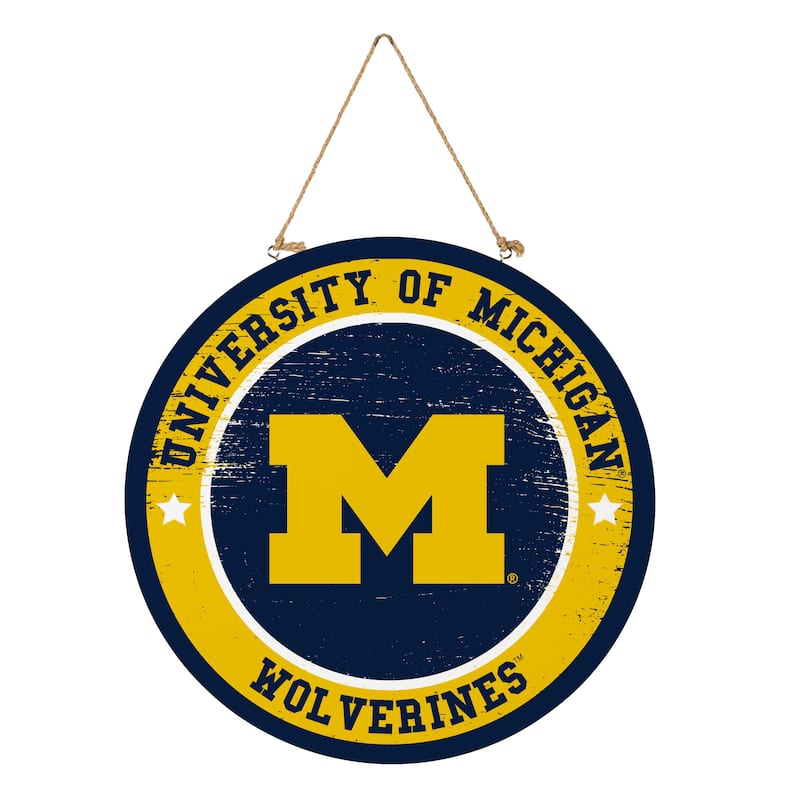University Of Michigan Wooden Door Decor Wall Sign - Multi-Color