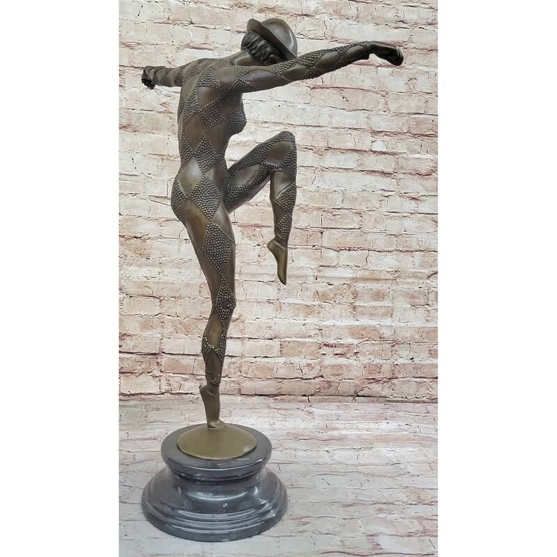Dimitri Chiparus Art Deco Bronze Sculpture Of Female Dancer Figure Balancing On Leg
