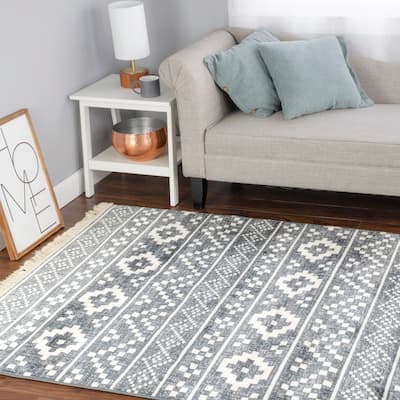 Superior Genaine Contemporary Geometric Fringe Indoor Runner or Area Rug