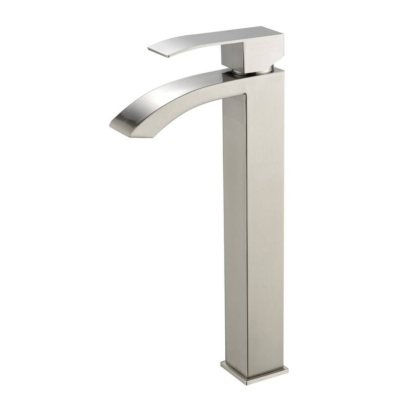 Single Hole Bathroom Vessel Faucet 1 Handle Bathroom Vessel Sink Faucet Waterfall Modern Basin Vanity High Tall Taps No Drain