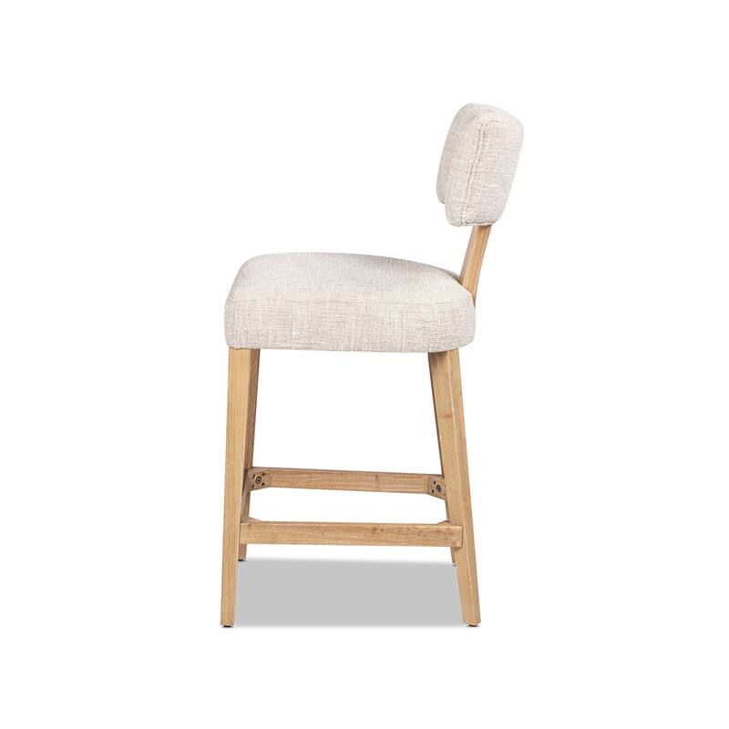 Louise 27" Split Back Textured Chenille Upholstered Counter Stool (Set of 2)