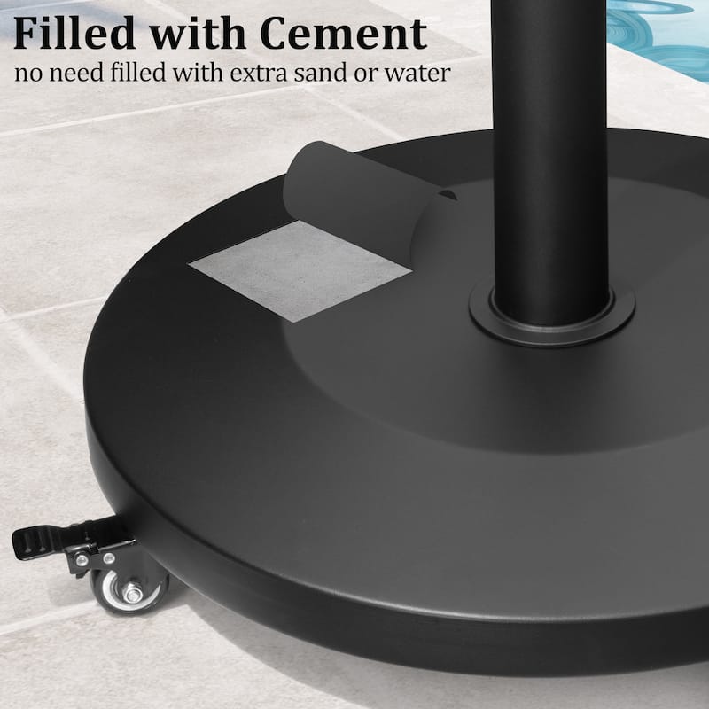 VredHom Round Market Umbrella Base Concrete / Cement Metal With Wheels