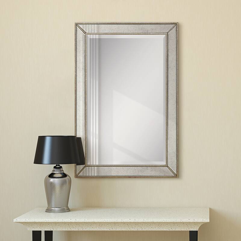 Champagne Bead Beveled Rectangular Wall Mirror - Clear