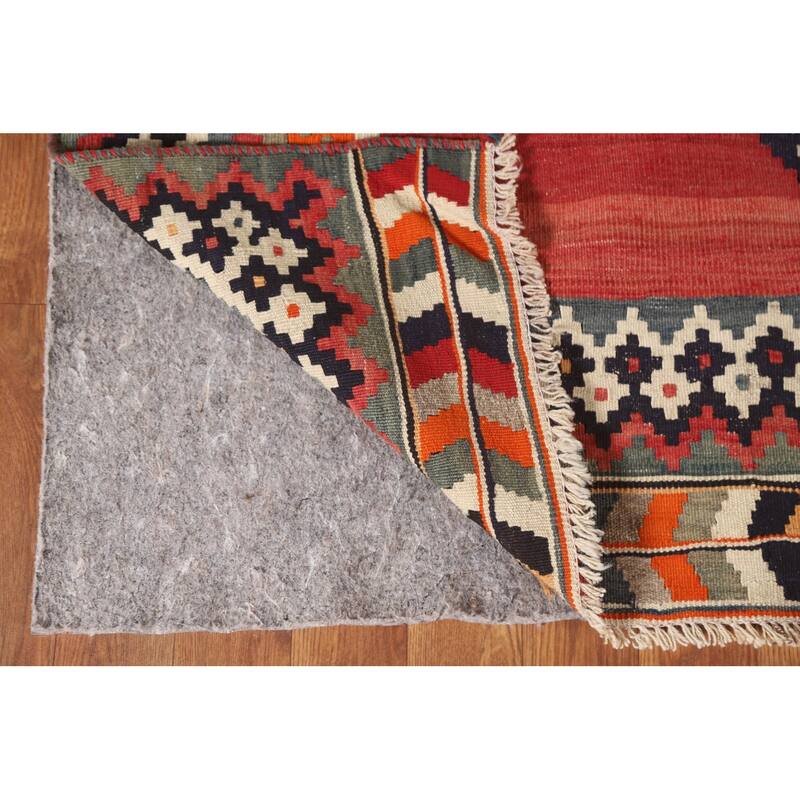 Hand-Woven Vegetable Dye Kilim Qashqai Persian Vintage Area Rug - 4'0"x 7'9"