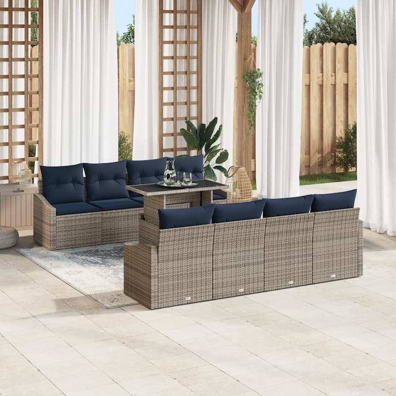 vidaXL 9 Piece Garden Sofa Set with Cushions - 91.7×24.4×27.2