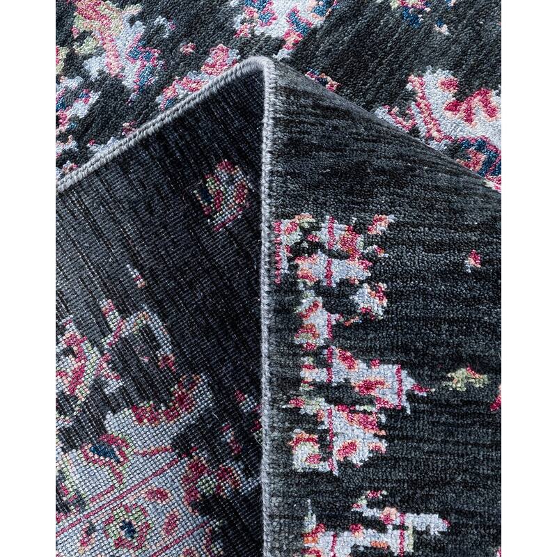 Ikat One-of-a-Kind Handmade Area Rug, Black - 9' 1" x 12' 1"