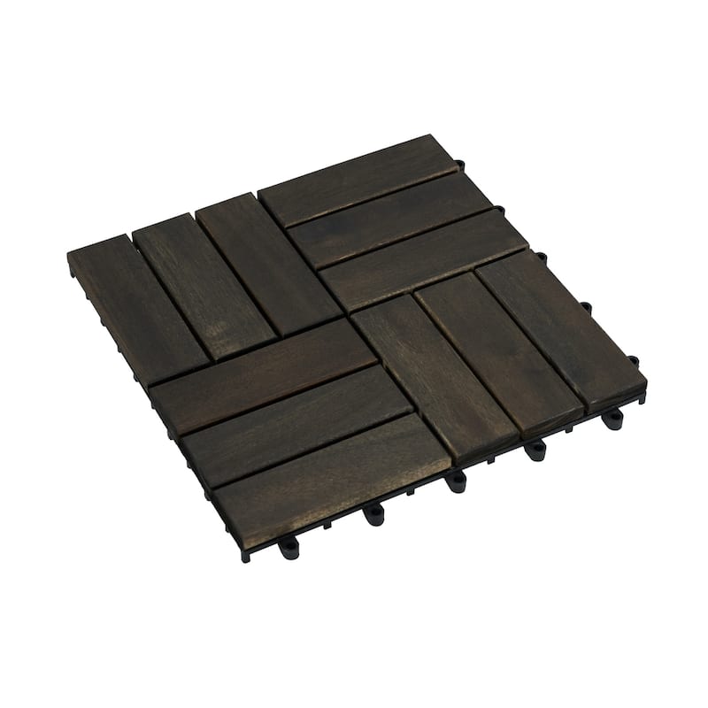 1 ft. x 1 ft. Acacia Wood Outdoor Patio Interlocking Deck Tiles-10 PCS