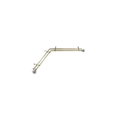 Corner Window Curtain Rod - Antique Brass Double Rod, 28-48" Adjustable, Drapery Rod Set for Layered Curtains - M