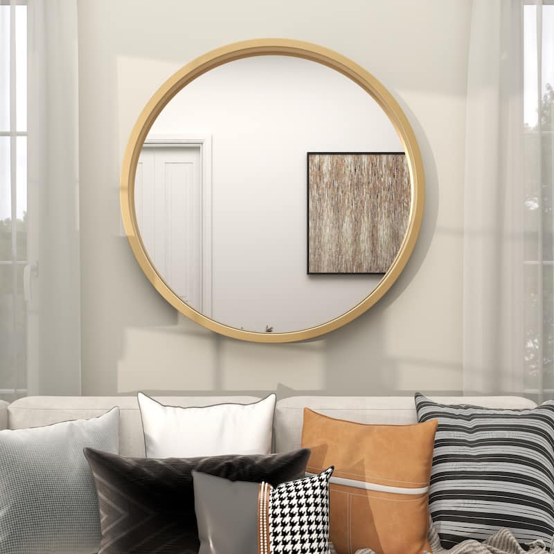 Wooden Wall Mirror with Thin Frame - Black, White, Gold - Roche River Decor