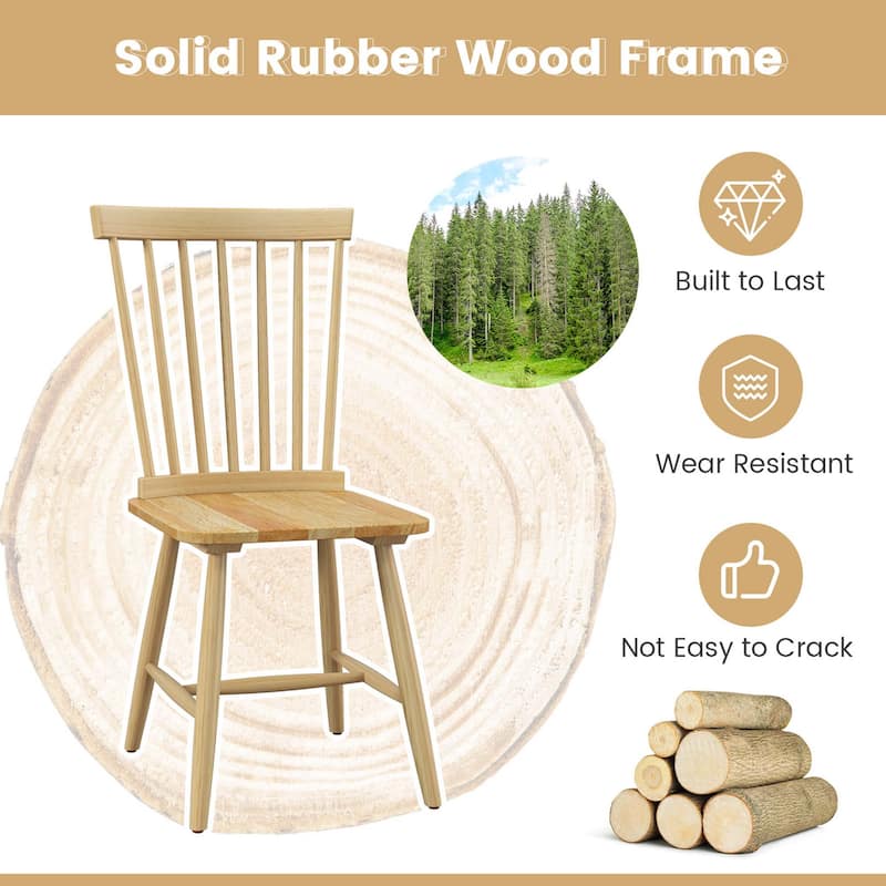 Costway Windsor Dining Chairs Set of 2 Armless Spindle Back Solid - See Details