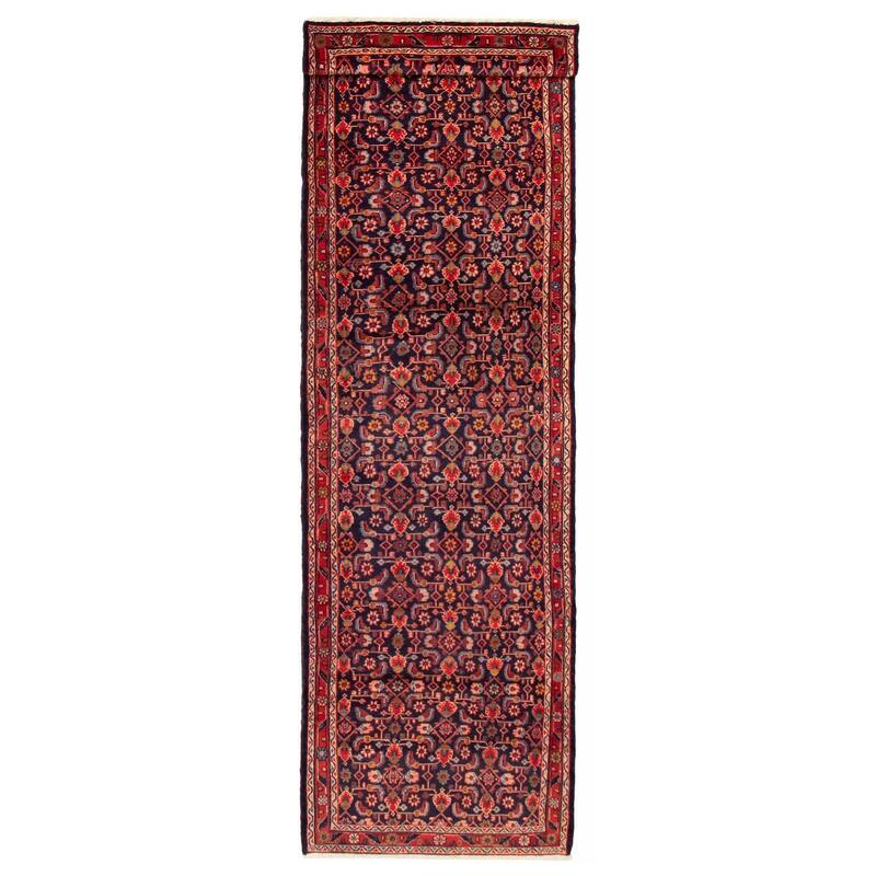 ECARPETGALLERY Hand-knotted Andelz Navy Wool Rug - 3'7 x 12'6 - Dark Navy - 3'7 x 12'6