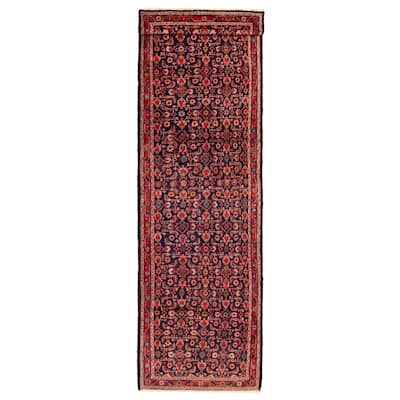 ECARPETGALLERY Hand-knotted Andelz Navy Wool Rug - 3'7 x 12'6