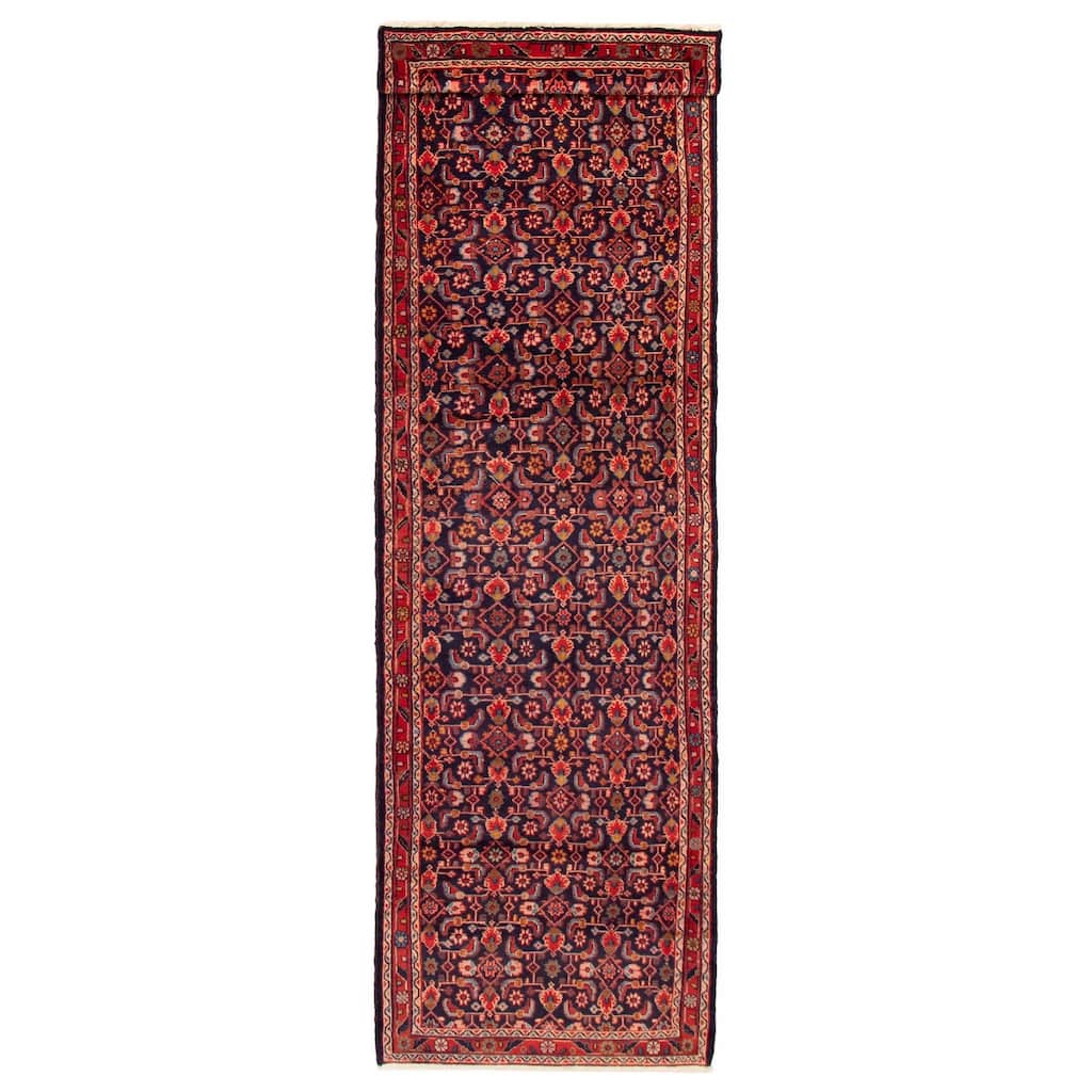 ECARPETGALLERY Hand-knotted Andelz Navy Wool Rug - 3'7 x 12'6