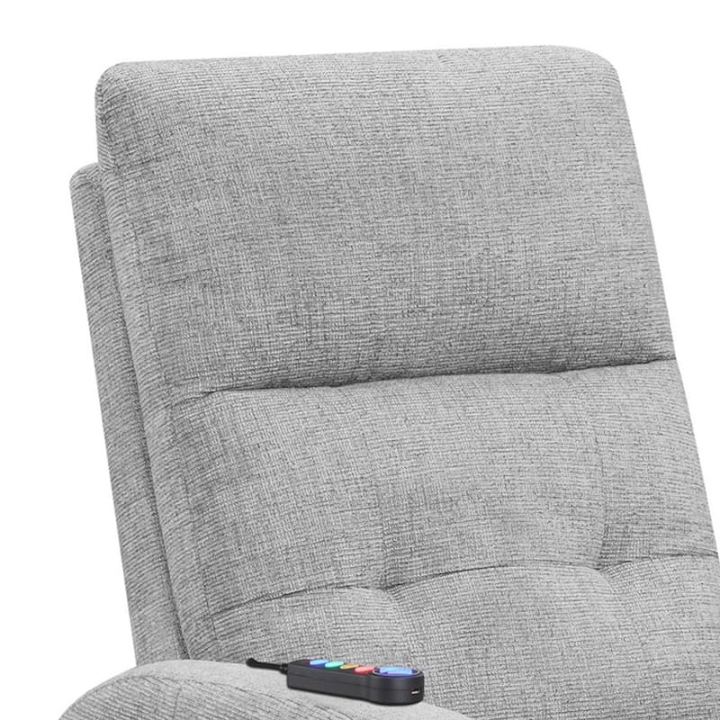 Fabric Power Lift Massage Chair with Tufted Stitched Accent, Gray