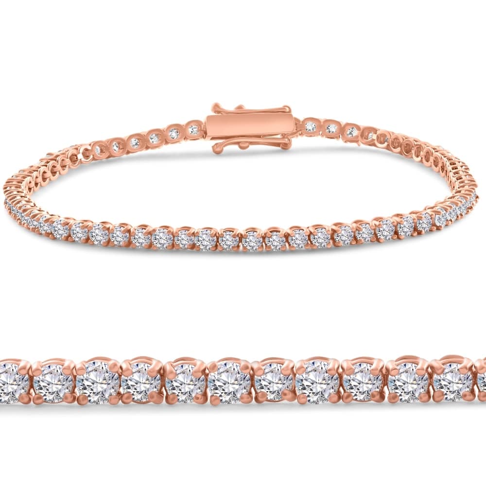 Bliss Diamond 4 Ct Diamond Tennis Bracelet White, Yellow, or Rose Gold Lab Grown 7"