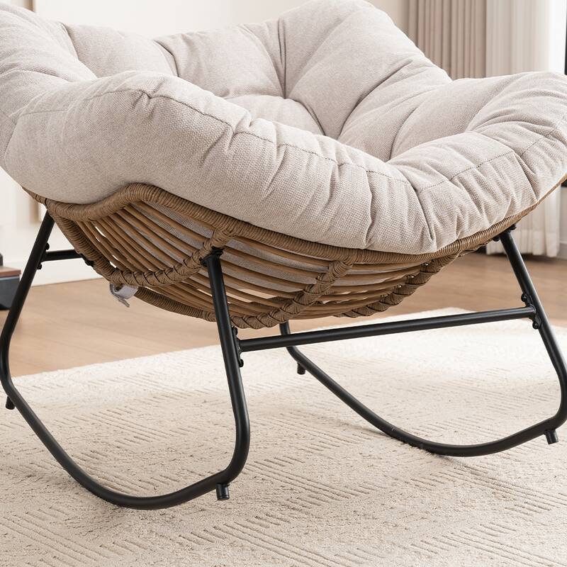 Rocking Chair, Chenille Upholstered Accent Chair, Modern Nursery Rocking Chair for Living Room, Bedroom, Apartment