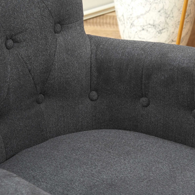 HOMCOM Swivel Computer Office Chair Button Tufted Mid Back Desk Chair for Home Study Bedroom, Carbon